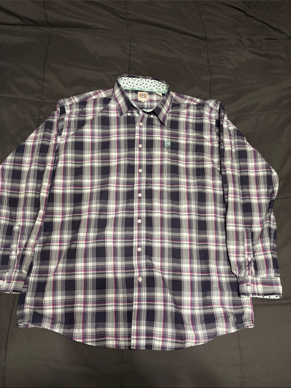 Cinch Men’s Plaid Button-Down Shirt - Navy & Purple